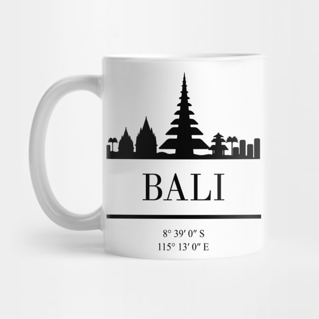 BALI INDONESIA BLACK SILHOUETTE SKYLINE ART by deificusArt